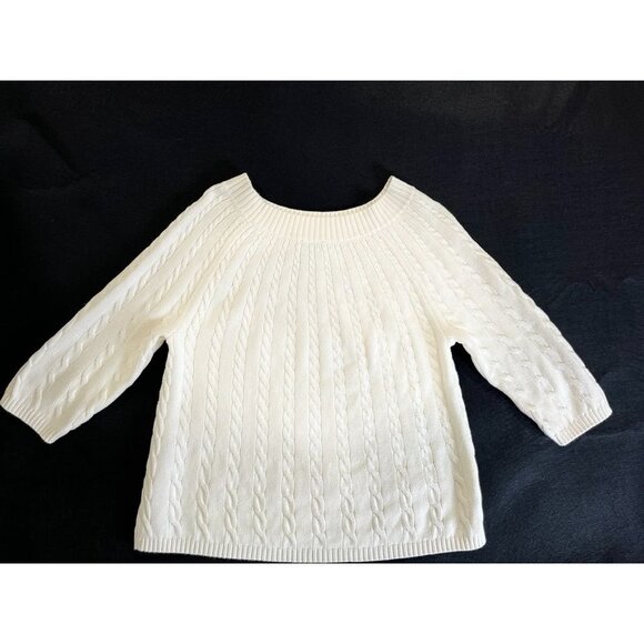 Talbots Cable Knit 3/4 Cable Knit 3/4 Sleeve Sweater Cream Size Petite XL - Picture 9 of 12